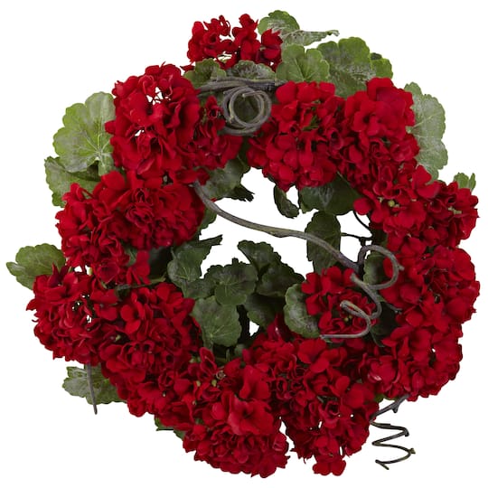 17&#x201D; Red Geranium Wreath